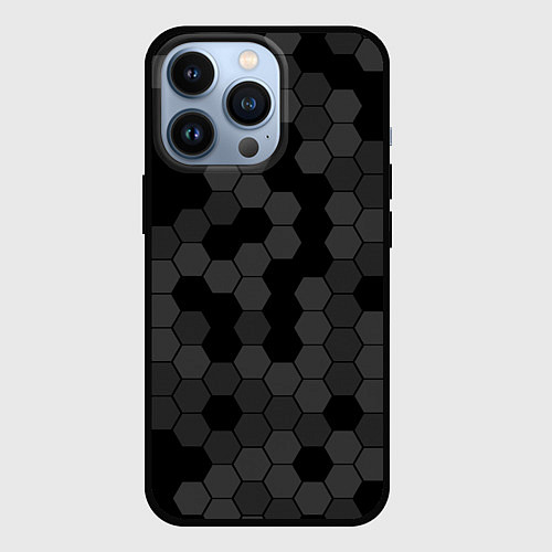 Чехол iPhone 13 Pro Камуфляж гексагон черный / 3D-Черный – фото 1
