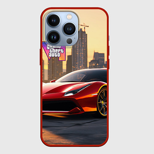 Чехол iPhone 13 Pro GTA 6 Vice city / 3D-Красный – фото 1