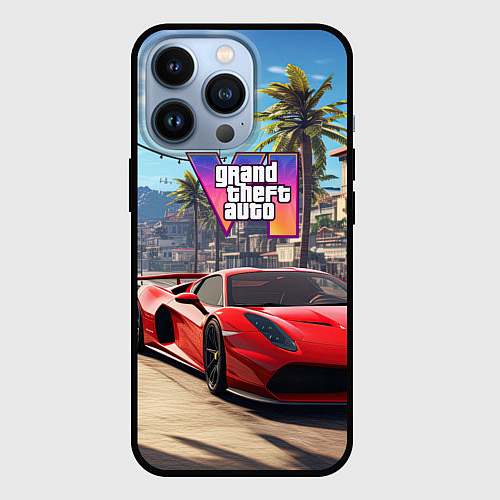 Чехол iPhone 13 Pro GTA 6 red auto / 3D-Черный – фото 1