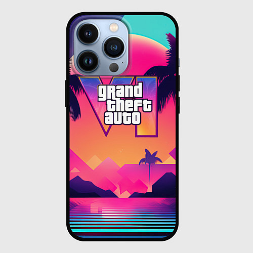 Чехол iPhone 13 Pro GTA 6 закат солнца / 3D-Черный – фото 1