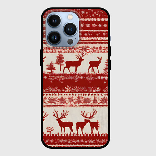 Чехол iPhone 13 Pro Красные олени / 3D-Черный – фото 1