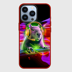 Чехол для iPhone 13 Pro Capybara is an avid gamer, цвет: 3D-красный