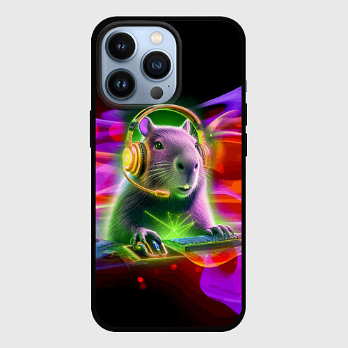 Чехол iPhone 13 Pro Capybara is an avid gamer / 3D-Черный – фото 1