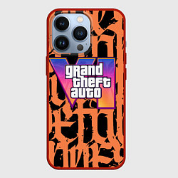 Чехол для iPhone 13 Pro GTA 6 граффити, цвет: 3D-красный