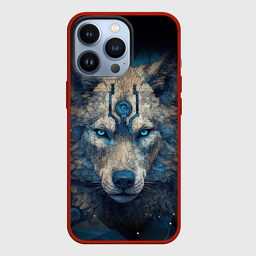 Чехол iPhone 13 Pro Fantasy wolf / 3D-Красный – фото 1