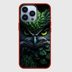 Чехол для iPhone 13 Pro Зеленая фэнтази сова, цвет: 3D-красный