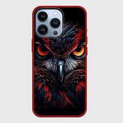 Чехол для iPhone 13 Pro Черная сова с красными глазами, цвет: 3D-красный