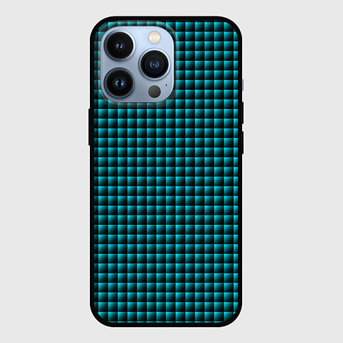Чехол iPhone 13 Pro Паттерн объёмные квадраты тёмно-бирюзовый / 3D-Черный – фото 1