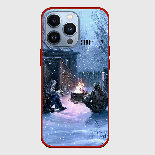 Чехол iPhone 13 Pro STALKER 2 новички на кордоне / 3D-Красный – фото 1