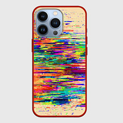 Чехол для iPhone 13 Pro Разноцветный глитч, цвет: 3D-красный