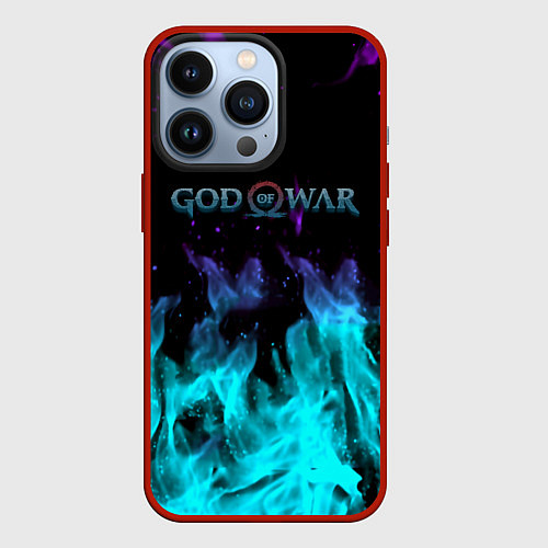 Чехол iPhone 13 Pro God of war неоновый шторм / 3D-Красный – фото 1