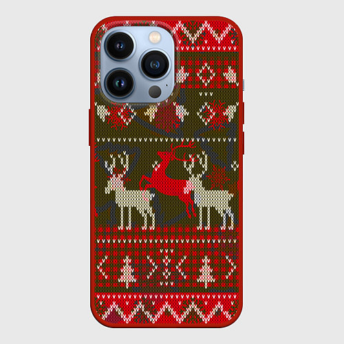 Чехол iPhone 13 Pro Рождественский орнамент / 3D-Красный – фото 1