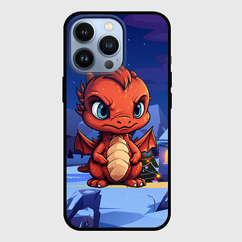 Чехол iPhone 13 Pro Забавный красный дракон 2024 / 3D-Черный – фото 1