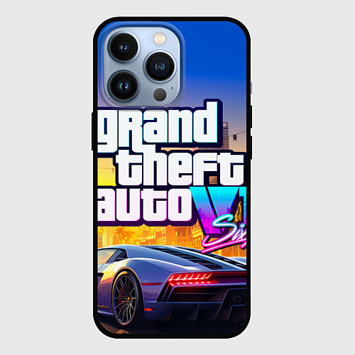 Чехол iPhone 13 Pro Grand theft auto 6 street vice city / 3D-Черный – фото 1