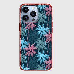 Чехол для iPhone 13 Pro Паттерн - пальмы, цвет: 3D-красный