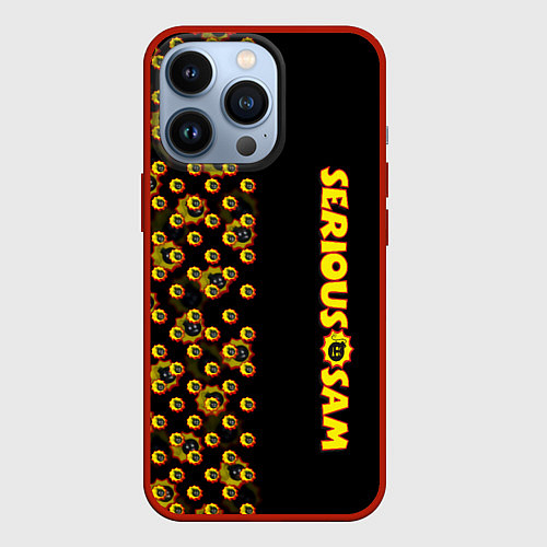 Чехол iPhone 13 Pro Serious Sam pattern game / 3D-Красный – фото 1