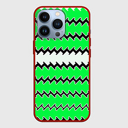 Чехол iPhone 13 Pro Белые и зелёные полосы