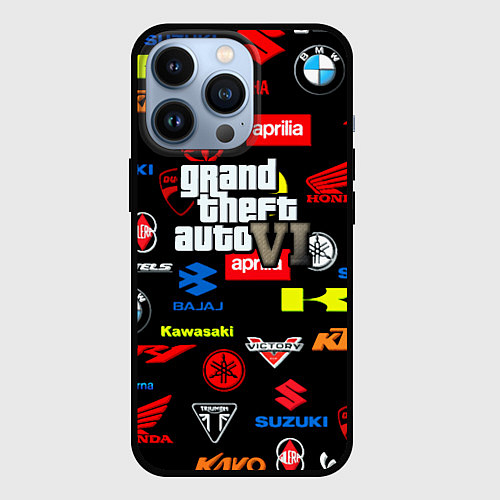 Чехол iPhone 13 Pro GTA6 автобренды / 3D-Черный – фото 1