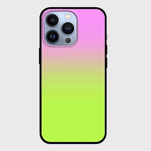 Чехол iPhone 13 Pro Розовый и ярко-зеленый градиент / 3D-Черный – фото 1