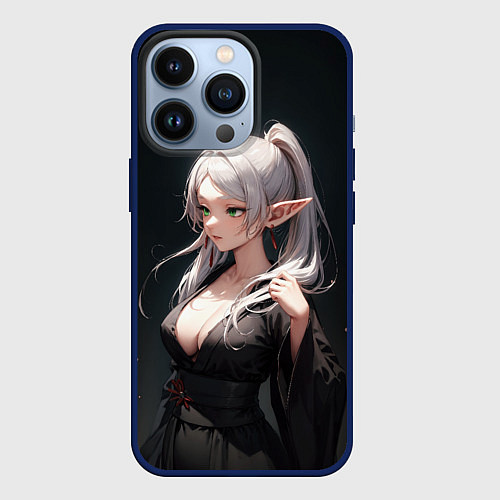 Чехол iPhone 13 Pro Фрирен в кимоно- Sou sou no frieren / 3D-Тёмно-синий – фото 1