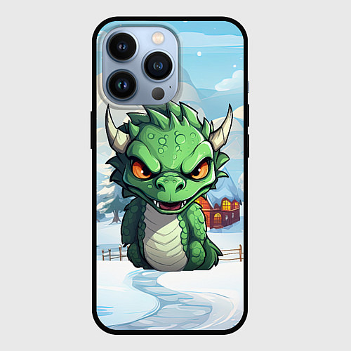 Чехол iPhone 13 Pro Злой маленький дракон / 3D-Черный – фото 1