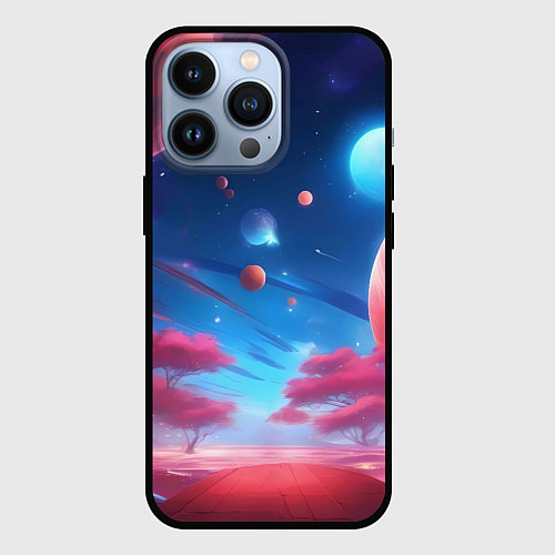 Чехол iPhone 13 Pro Красный лес / 3D-Черный – фото 1