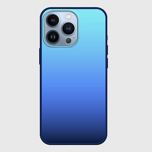 Чехол iPhone 13 Pro Голубой и черно-синий градиент / 3D-Тёмно-синий – фото 1