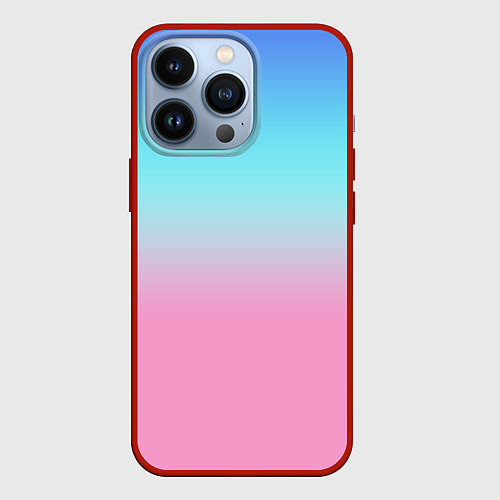 Чехол iPhone 13 Pro Синий и голубо-розовый градиент / 3D-Красный – фото 1
