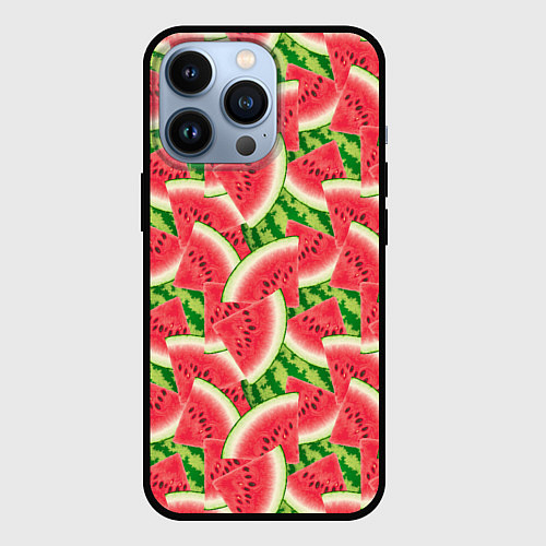 Чехол iPhone 13 Pro Дольки сладкого арбуза / 3D-Черный – фото 1