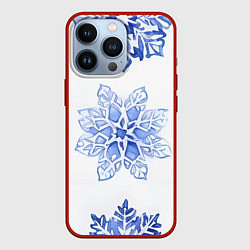 Чехол для iPhone 13 Pro Снежинки в ряд, цвет: 3D-красный