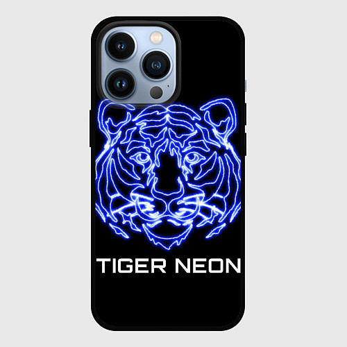 Чехол iPhone 13 Pro Tiger neon art / 3D-Черный – фото 1