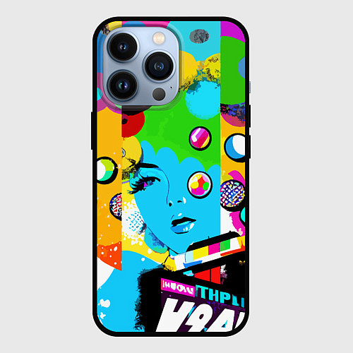 Чехол iPhone 13 Pro Girls face - pop art / 3D-Черный – фото 1