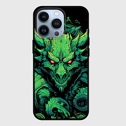 Чехол для iPhone 13 Pro Зеленый яркий неоновый дракон символ 2024 года, цвет: 3D-черный