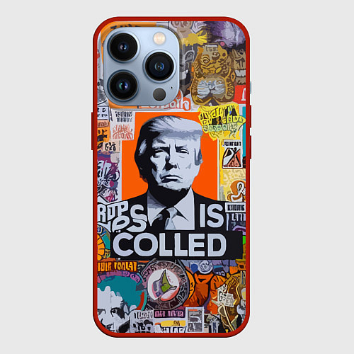 Чехол iPhone 13 Pro Donald Trump - american сollage / 3D-Красный – фото 1