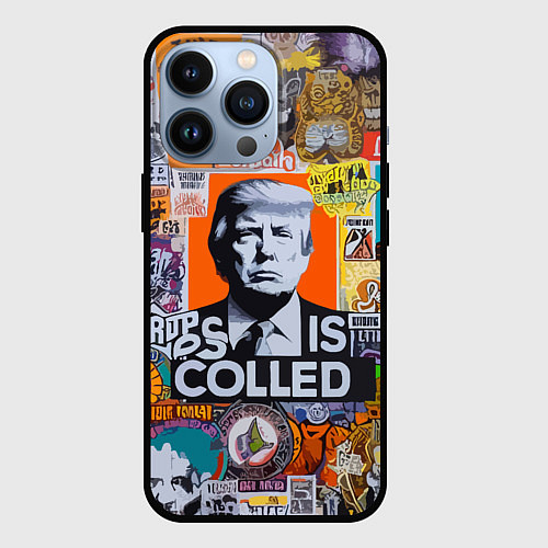 Чехол iPhone 13 Pro Donald Trump - american сollage / 3D-Черный – фото 1