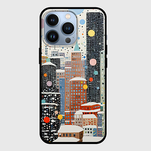 Чехол iPhone 13 Pro Новогодний город / 3D-Черный – фото 1