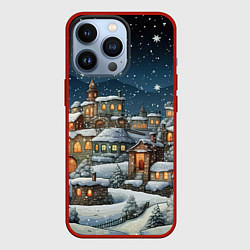 Чехол для iPhone 13 Pro Новогодний городок ночной, цвет: 3D-красный