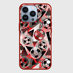 Чехол для iPhone 13 Pro Футбольный мяч узоры, цвет: 3D-красный