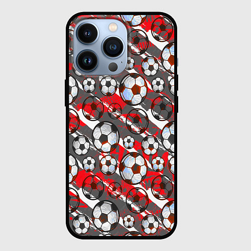 Чехол iPhone 13 Pro Футбол паттерны / 3D-Черный – фото 1