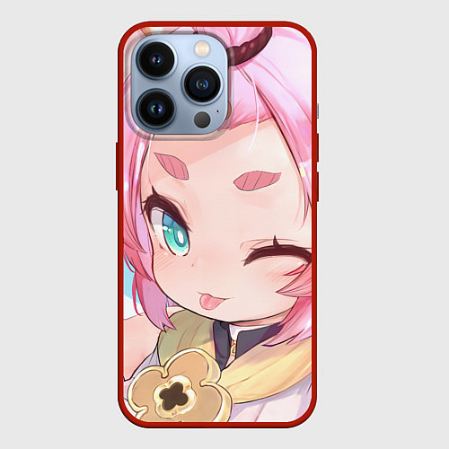 Чехол iPhone 13 Pro Genshin Impact Диона Nya / 3D-Красный – фото 1