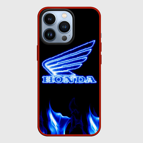 Чехол iPhone 13 Pro Honda neon / 3D-Красный – фото 1