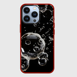 Чехол для iPhone 13 Pro Пузыри на черном, цвет: 3D-красный