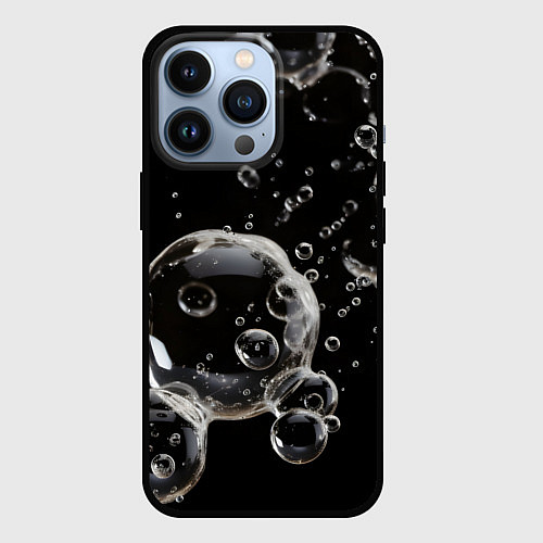 Чехол iPhone 13 Pro Пузыри на черном / 3D-Черный – фото 1