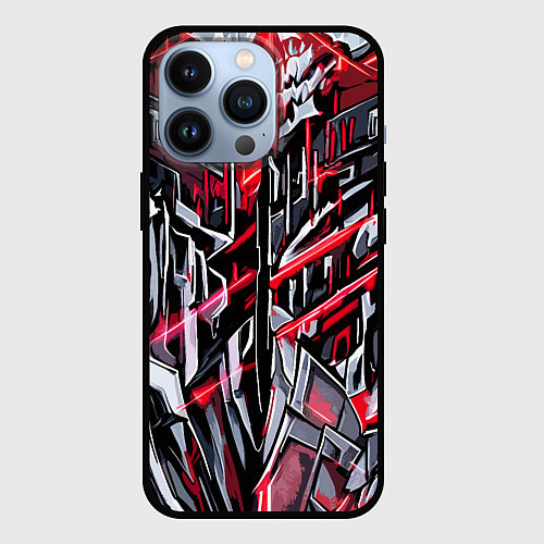 Чехол iPhone 13 Pro Адский металл красный / 3D-Черный – фото 1