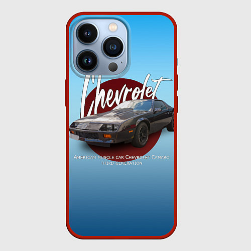 Чехол iPhone 13 Pro Американский маслкар Chevrolet Camaro третьего пок / 3D-Красный – фото 1