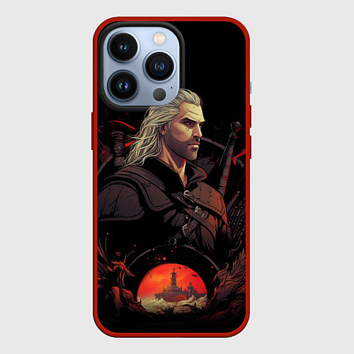Чехол iPhone 13 Pro Ведьмак Геральт из Ривии / 3D-Красный – фото 1