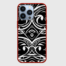 Чехол для iPhone 13 Pro Белое на чёрном, цвет: 3D-красный