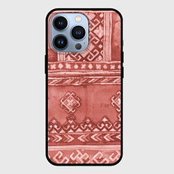 Чехол для iPhone 13 Pro Красный славянский орнамент, цвет: 3D-черный