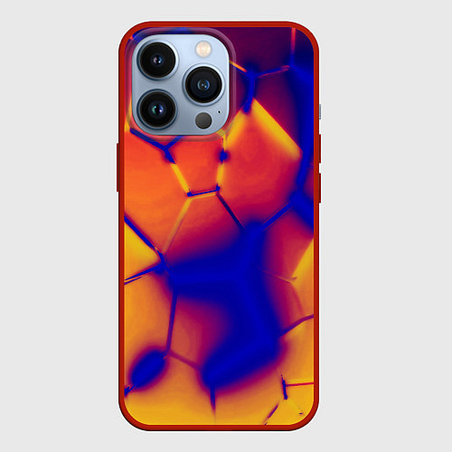 Чехол iPhone 13 Pro Плиты разломы сепия негатив / 3D-Красный – фото 1