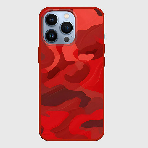 Чехол iPhone 13 Pro Красный камуфляж крупный / 3D-Красный – фото 1